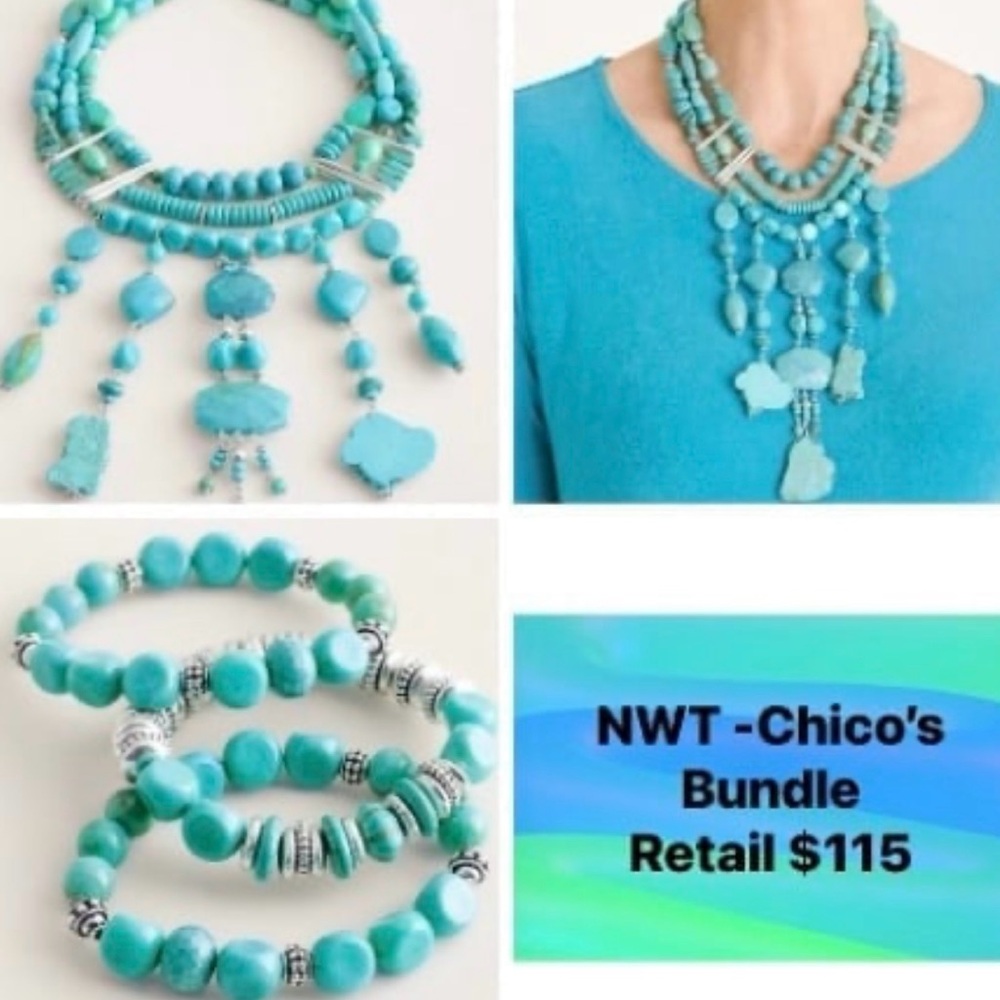 NWT - Chico’s Turquoise Jewelry Set Bundle